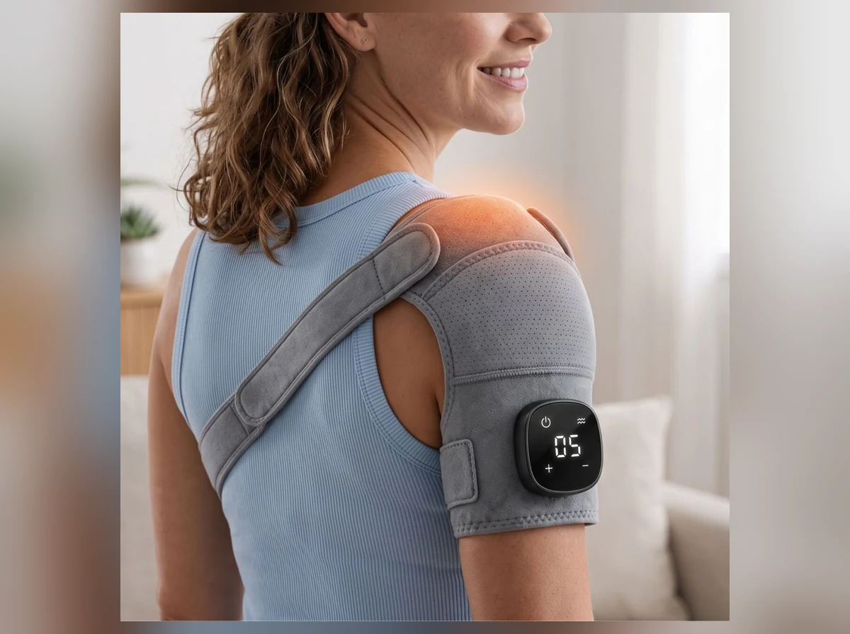Kinessana™ 3-in-1 Heated & Vibration Shoulder Massager Wrap Package Contents